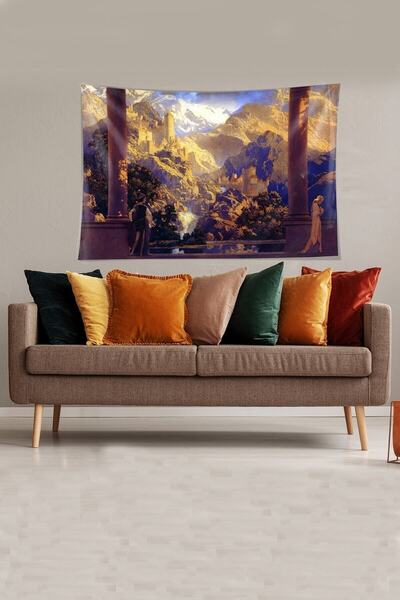 Genel Markalar Çok Renkli Ayrılık Temalı Leke Tutmaz Kadife Kumaş Duvar Örtüs...