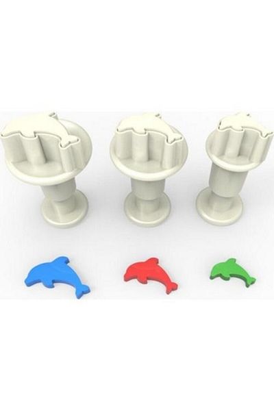 Deniz Party Store Dolphin Shaped Mini Injector Pluck Sugar Dough Pressing Mold Small Size 3 Pcs