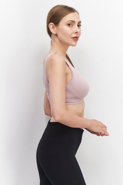 Tchibo Women Lightly Padded Seamless Bustier, Mauve Pink