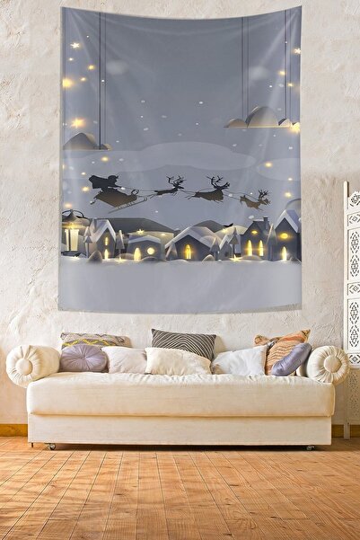 Genel Markalar Noel Baba Kızağı ve Geyikleri Yılbaşı Temalı Leke Tutmaz Kumaş...