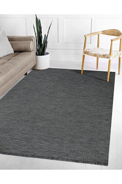 Colore Home Gabardin Dekoratif Dokuma Halı Salon Halısı Antrasit Yolluk