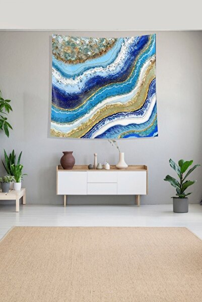 farbala Multicolor Ocean Marble Stain Resistant Velvet Fabric Wall Cloth Wall Carpet Tapestry