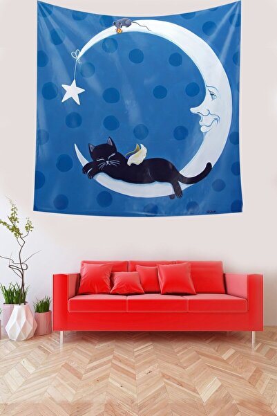 uygun dekor Місячна кішка, що сидить на місяці, не залишає слідів, оксамитова...
