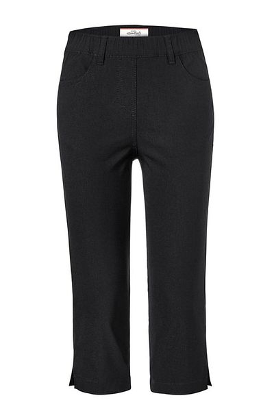 Tchibo Women Slim Fit Plain 3/4 Capri Pants, Black