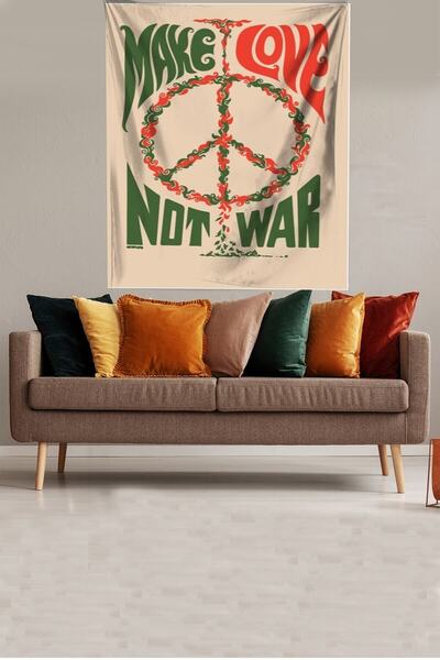 linazaitun Combat Love Peace Peace Themed Stain Resistant Velvet Fabric Wall ...