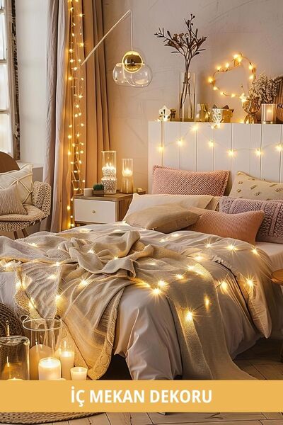 ALFAGİFT Küçük Ampul Şeklinde 2x2 Metre 200 Ledli Uzaktan Kumandalı Pilli Perde Led Işık- 8 Modlu Dekoratif