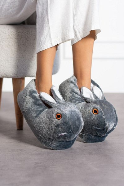 STOCON Rabbit Panduf - Cizme de acasă pentru femei cu sunet ușor și groase de pluș