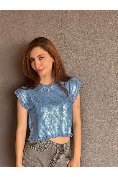 Gönülden Tasarım VARAKLI TRTİKO CROP SWEETER WOMEN'S TRİKO STANDARD SIZE