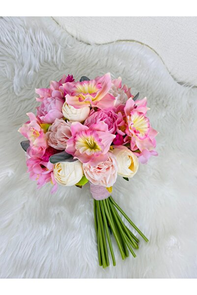 Buketlife Pembe pudra  gelin çiçeği yaka çiçeği