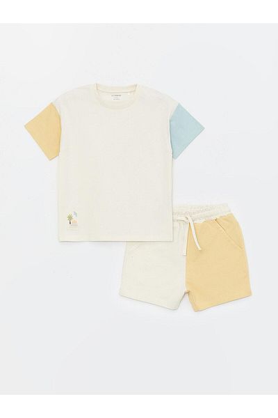 LC Waikiki LCW baby Crew Neck Short Sleeve Baby Boy T-Shirt and Shorts 2 Pieces Set