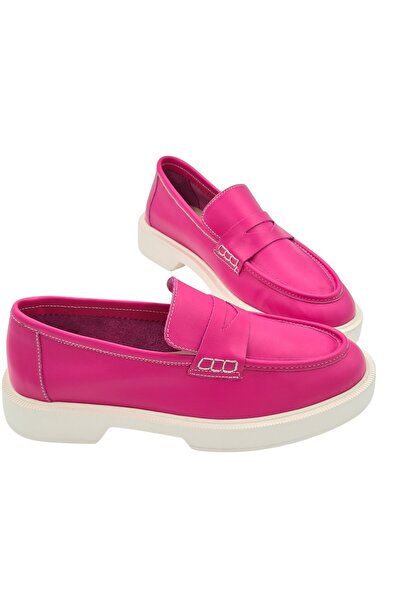 a ayak&kabım official Genuine Leather Fuchsia Women's Casual Shoes