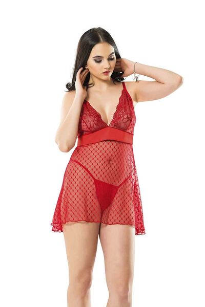 Sistina 114 Fancy Red Nightgown Red Color Size L/Xl