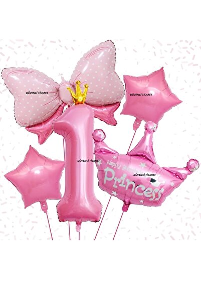 DÜVENCİ TİCARET PRENSES TAÇ FİYONK FOLYOLU YAŞ SET BALON 5 Lİ SET
