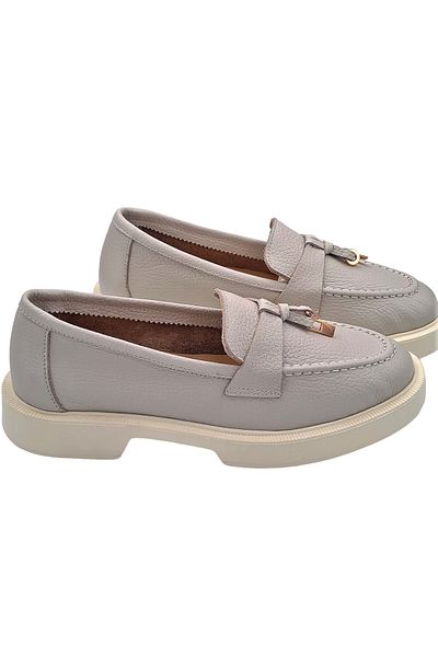 aayak&kabımofficial Genuine Leather Light Gray Women's Casual Shoes