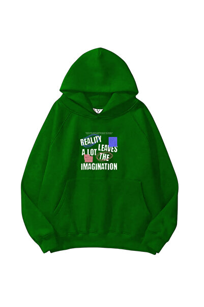 Kadın, Erkek Sweatshirt Graffiti Minimalist Typography Baskılı Kalın Yeşil Sevgili Sweatshirt