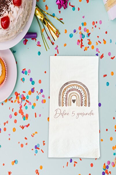 Atölye Mi Boho Gökkuşağı Temalı Baskılı Peçete İsimli Doğum Günü Peçetesi 20 ...