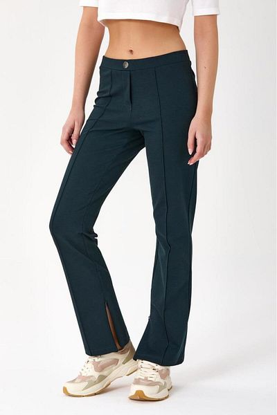 İKİLER Pantaloni cu fermoar detaliat cu talie elastică 245-2003