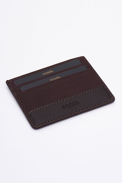 Fossil حامل بطاقة جلد طبيعي للرجال 8009
