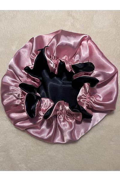 PratikDikisco Double Sided Powder Navy Blue Satin Hair Cap / Beret for Curly Hair