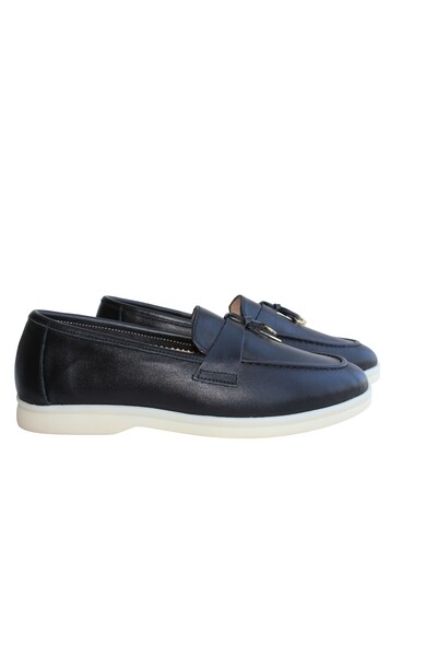 a ayak&kabım official Black Genuine Leather Women's Walking Shoes