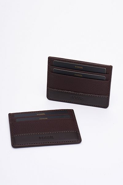 Fossil حامل بطاقة جلد طبيعي للرجال 8009