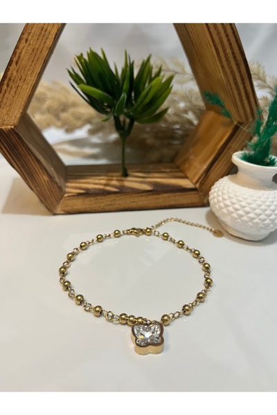 stainles steel Dorikalı kelebek taşlı Çelik Gold renk  kadın Halhal modeli