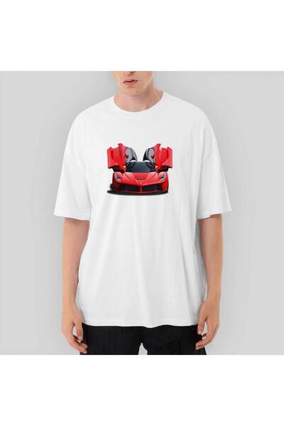 CrowsGate Tricou alb Ferrari 458 supradimensionat M