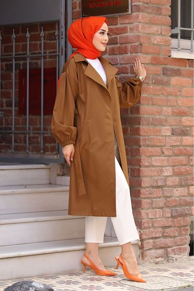 ALNİSS COLLECTİON Καρό καμπαρντίνα με ζώνη μέσης