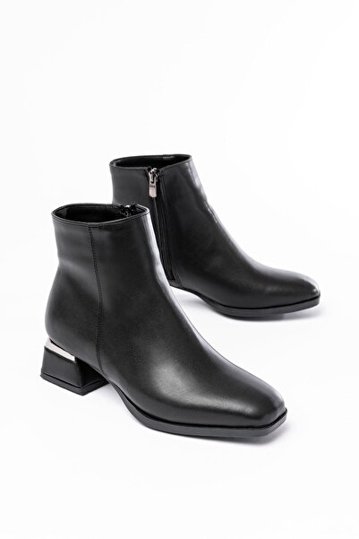 infon shoes creation RM-500 Siyah Topuklu Fermuarlı Günlük Kadın Bot