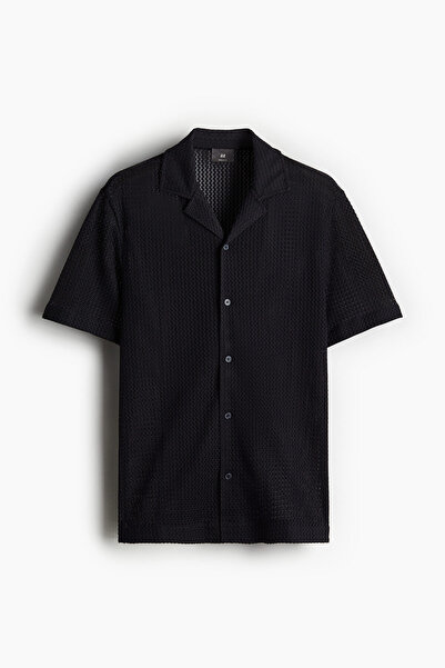 H&M Regular Fit Tekstüre Triko Erkek Yaka Gömlek