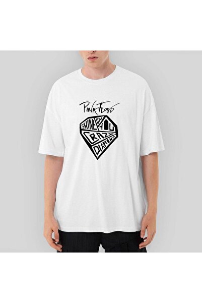 CrowsGate Tricou alb supradimensionat Pink Floyd Crayz Diamond