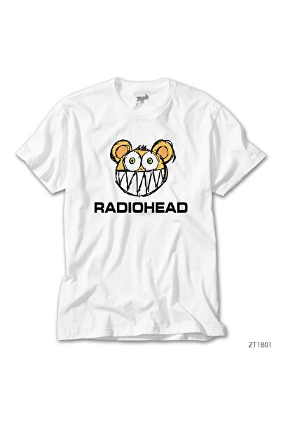 WAKHA Tricou alb pentru femei Radiohead Kid Bear Cartoon, mărimea XS