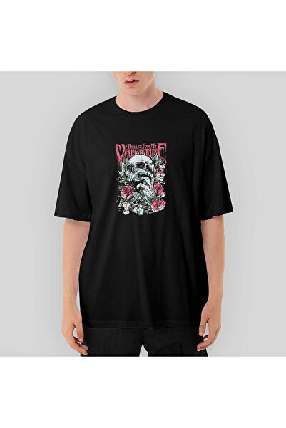 CrowsGate Bullet for My Valentine Skull Roses oversized Μαύρο T-Shirt
