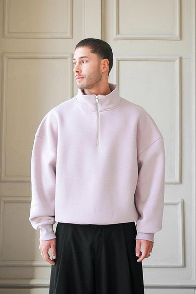HAFKAGİYİM Φούτερ Plum Cozy Basic Half Zipper Oversize