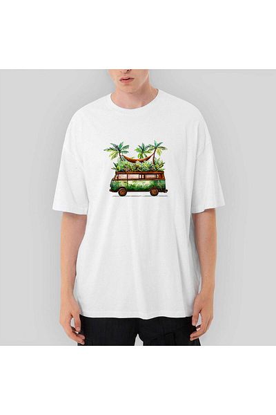 CrowsGate Volkswagen Jungle Van Oversize White T-Shirt