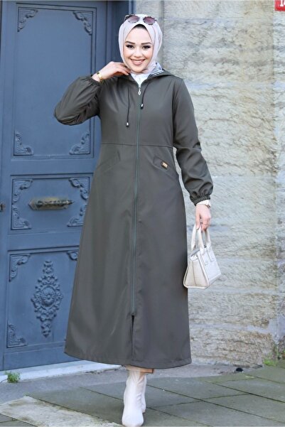 ALNİSS COLLECTİON Zipper Detailed Trench Coat Long Top Coat with Front Pocket