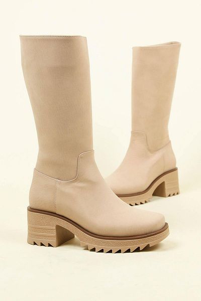Birikon Μισά μποτάκια Nubuck με χοντρό τακούνι TEN