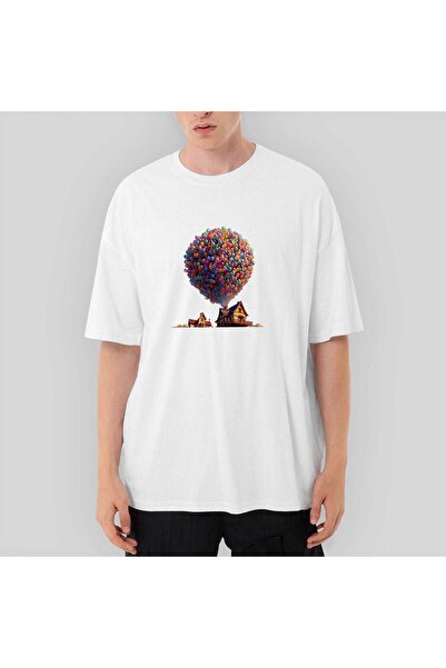 CrowsGate Tricou alb supradimensionat Balloon House