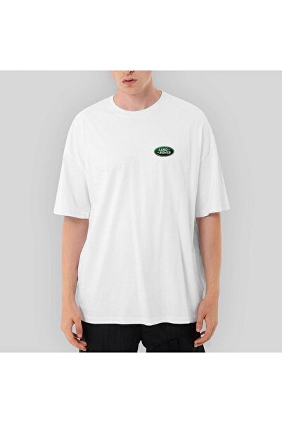 CrowsGate Tricou alb supradimensionat cu logo Land Rover M