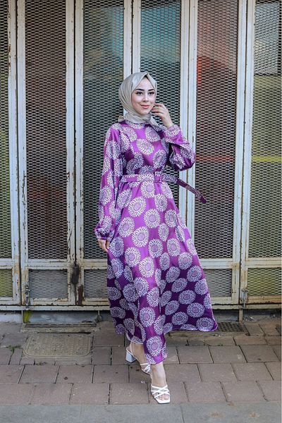 suffemoda Λεπτομερές φόρεμα με μοτίβο ζώνης