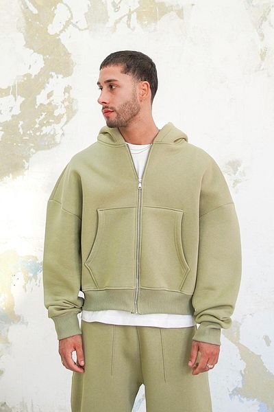 HAFKAGİYİM Μαλακό πράσινο Cozy Basic Φούτερ με φερμουάρ Oversize