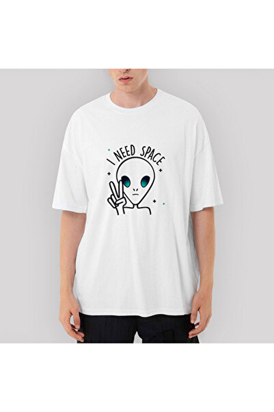 CrowsGate Tricou alb Alien I Need Space supradimensionat