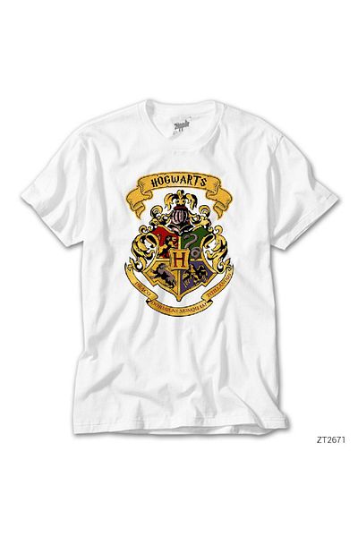 CrowsGate Harry P. Hogwarts Logo White T-Shirt