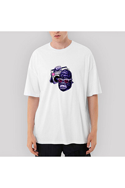 CrowsGate Λευκό μπλουζάκι Gorilla Hiphop oversized