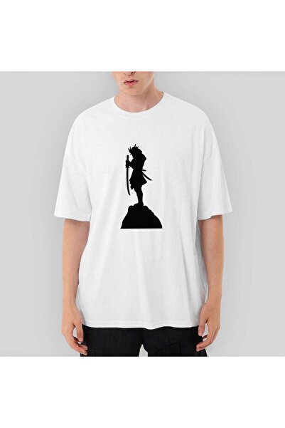 CrowsGate Tricou alb Samurai Portrait supradimensionat