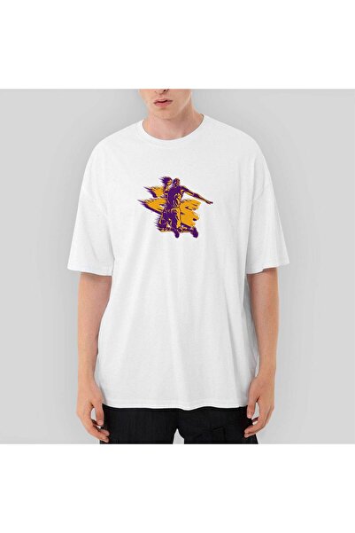 CrowsGate Tricou alb supradimensionat Kobe Bryant Silhouette S