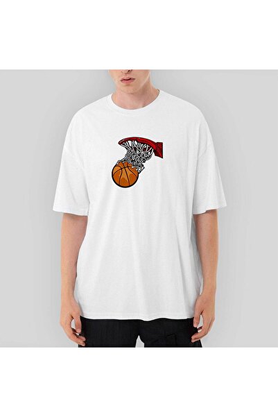 CrowsGate Tricou alb oversize Hoop de baschet