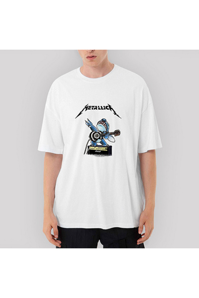 CrowsGate تي شيرت ميتاليكا أنيمال روك اند رول أبيض كبير الحجم XL