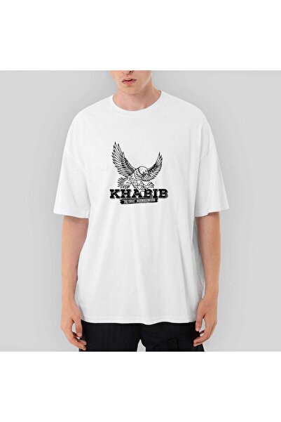 CrowsGate Tricou alb supradimensionat Khabib Eagle