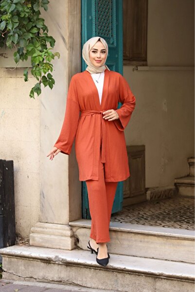 suffemoda طقم كيمونو حجاب - بحزام وتفاصيل